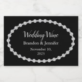 ブラックウィズフェイクダイヤモンド結婚式の引き出物 スパークリングワインラベル (シングルラベル)