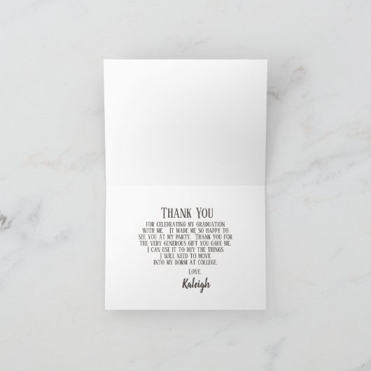 ブラックウィズホワイトブルーフローラ卒業ありがとう サンキューカード (内部)