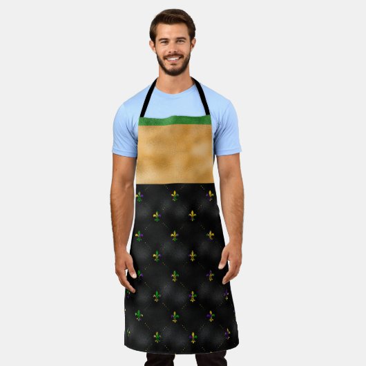 ブラックウィズマルディグラスフルーアディLIS & ストライプOPTIONS エプロン (着用した状態)