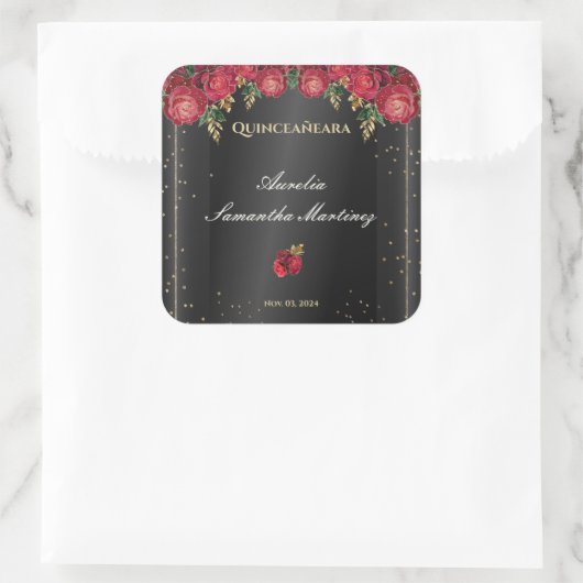 ブラックウィズレッドローズキンセアニラカルカモニアス スクエアシール (バッグ)