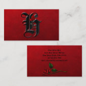 ブラックウィズレッドローゼスイニシャルHゴシック名刺 名刺 (正面/裏面)