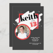 ブラックウィズレッド詳細フォト招待状 招待状 (正面/裏面)