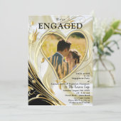 ブラックウィズ金ゴールドオンシャンパンシルク婚約 招待状 (スタンド正面)