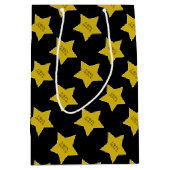 ブラックウィズ金ゴールドハリウッドスターズハッピーバースデー ミディアムペーパーバッグ (正面)