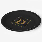 ブラックウィズ金ゴールドファミリーイニシャル ペーパープレート (アングル)