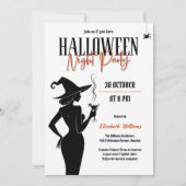 ブラックウィッチシルエットハロウィーンナイトパーティー 招待状 (正面)