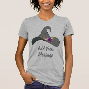 ブラックウィッチズハットウィズフラワーズメカスタムッセージ Tシャツ