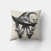 ブラックウィッチハットウィッチリーレターwカスタムイニシャル クッション (裏面)