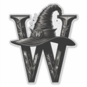 ブラックウィッチハットウィッチリーレターwカスタムイニシャル シール (正面)