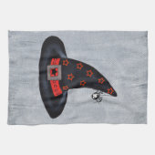 ブラックウィッチハットオレンジ星かわいいスパイダーハロウィン キッチンタオル (横)