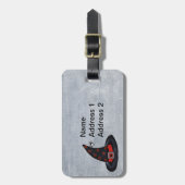 ブラックウィッチハットシルバーバックルかわいいスパイダーの白 ラゲッジタグ (正面縦)