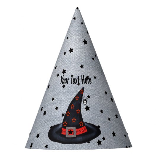 ブラックウィッチハットシルバーバックルかわいいスパイダースター パーティーハット (正面)