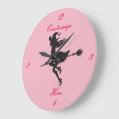 ブラックウィッチライディングブルームハロウィーンサンダー_コーブ ラージ壁時計 (傾斜)