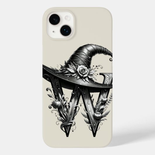 ブラックウィッチ帽子 ウィッチリー レターW カスタムイニシャル Case-Mate iPhoneケース (裏面)
