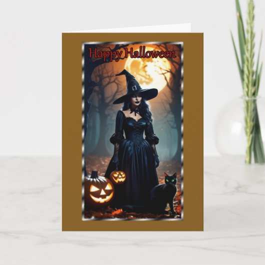 ブラックウィッチ黒猫ハロウィンカード カード (正面)