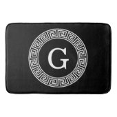 ブラックウィットギリシャ鍵ランドフレームイニシャルモノグラム バスマット (正面)