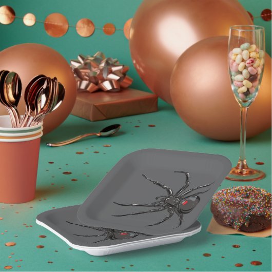 ブラックウィドウィドスパイダーオリジナルスケッチアート ペーパープレート (複数)