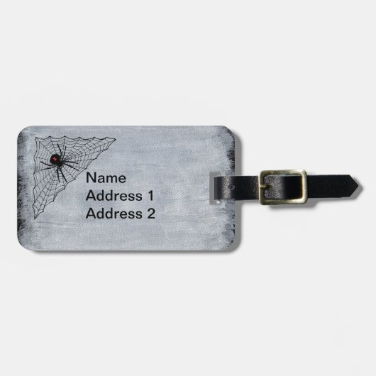 ブラックウィドウィドスパイダーレッド砂時計マークくもの巣 ラゲッジタグ (正面横)