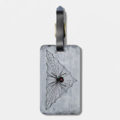 ブラックウィドウィドスパイダーレッド砂時計マークくもの巣 ラゲッジタグ (裏面縦)