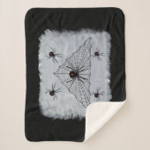 ブラックウィドウクモ赤い砂時計のくもの巣オン白 シェルパブランケット (正面)