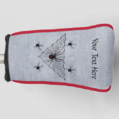 ブラックウィドウクモ赤い砂時計ブラックくもの巣 ゴルフヘッドカバー (正面)