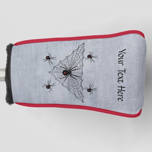 ブラックウィドウクモ赤い砂時計ブラックくもの巣 ゴルフヘッドカバー (正面)