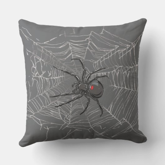ブラックウィドスパイダーとスパイダーウェブスケッチアート アウトドアクッション (裏面)
