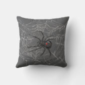 ブラックウィドスパイダーとスパイダーウェブスケッチアート クッション (裏面)