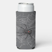 ブラックウィドスパイダーとスパイダーウェブスケッチアート スリム缶クーラー (Seltzer裏面)