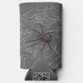 ブラックウィドスパイダーとスパイダーウェブスケッチアート スリム缶クーラー (正面)
