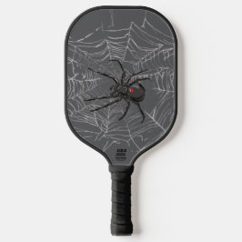 ブラックウィドスパイダーとスパイダーウェブスケッチアート ピックルボールラケット