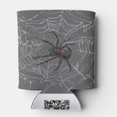 ブラックウィドスパイダーとスパイダーウェブスケッチアート 缶クーラー (裏面)