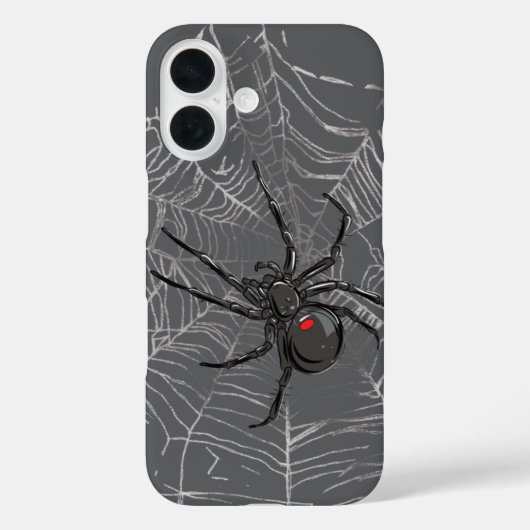ブラックウィドスパイダーとスパイダーウェブスケッチアート Case-Mate iPhoneケース (裏面)