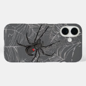 ブラックウィドスパイダーとスパイダーウェブスケッチアート Case-Mate iPhoneケース (裏面 (横))