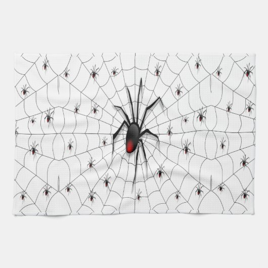 ブラックウィドスパイダーとベビー- キッチンタオル (横)