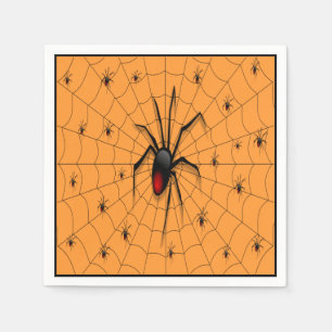 ブラックウィドスパイダーとベビー- スタンダードカクテルナプキン