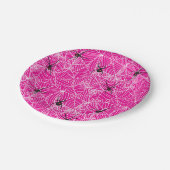 ブラックウィドスパイダーウェブピンク ペーパープレート (アングル)