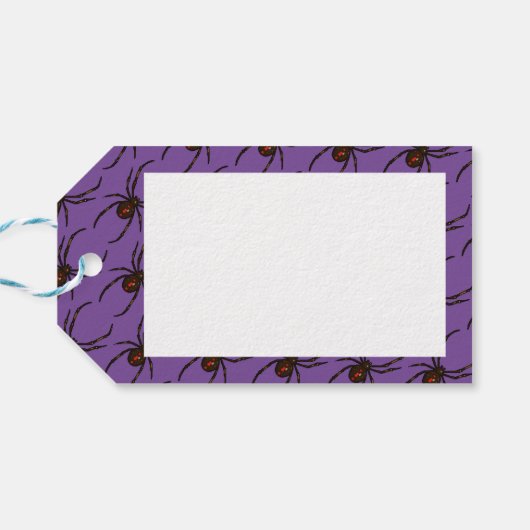 ブラックウィドスパイダーハロウィーンピクセルアートパターン ギフトタグ (裏面横)