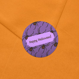 ブラックウィドスパイダーハロウィーンピクセルアートパターン ラウンドシール