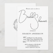 ブラックウィムジカルカリグラフィーQRコード ブライダルシャワー 招待状 (正面/裏面)