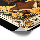 ブラックウィメンアフローヘアブラックヒストリー月タロットCa ポスター (角)