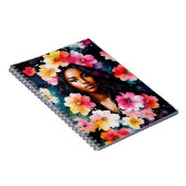 ブラックウィメンウォーターカラーフローラアート ノートブック (右側)