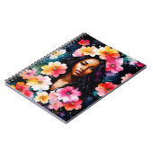ブラックウィメンウォーターカラーフローラアート ノートブック (左側)