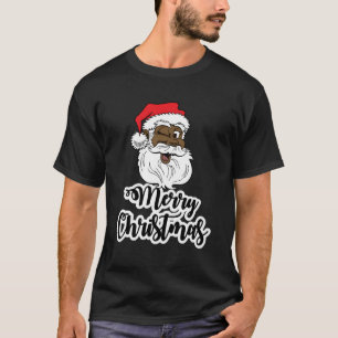 ブラックウィンキングサンタメリーアフリカ系アメリカンサンタ Tシャツ