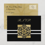 ブラックウィンターウェディングスプスカード インビテーションポストカード (正面/裏面)