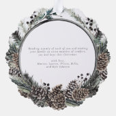 ブラックウィンターパインメリークリスマスフォトリース オーナメントカード (裏面)