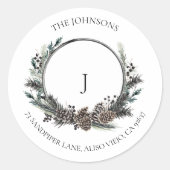 ブラックウィンターピネコーンベリーリースモノグラムクラス ラウンドシール (正面)