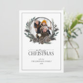 ブラックウィンターベリーリースメリークリスマスフォトホー シーズンカード (スタンド正面)