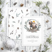 ブラックウィンターベリーリースメリークリスマスフォトホー シーズンカード