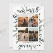 ブラックウィンターボタニカル4フォトホリデーカード シーズンカード (正面)